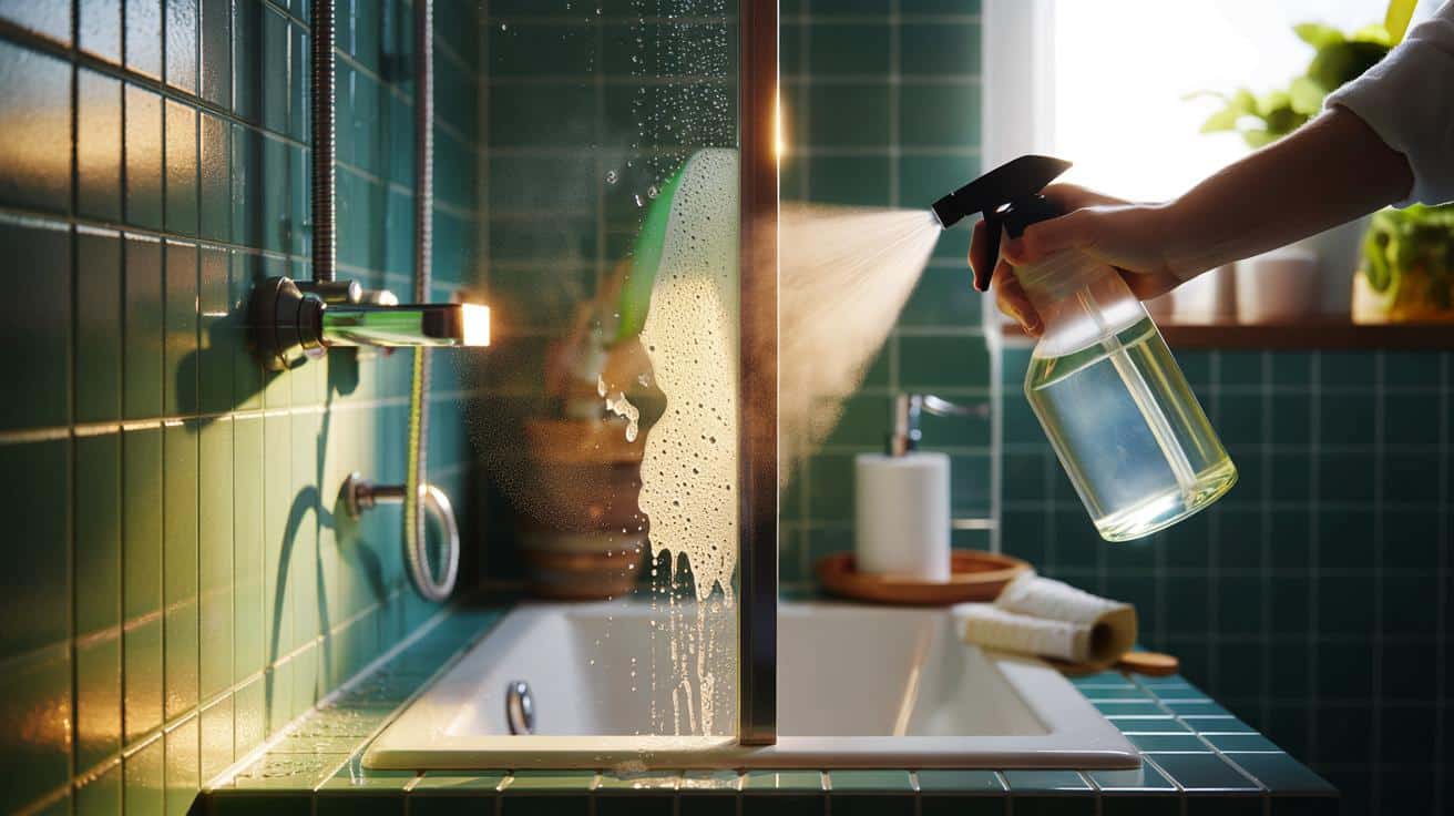 El truco con vinagre que deja la mampara del baño brillante en minutos — sin frotar ni gastar dinero