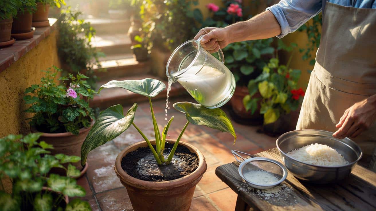 Roberto García, jardinero: “Regar con agua de arroz da brillo y fuerza a las plantas en pocos días”